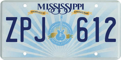 MS license plate ZPJ612