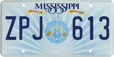 MS license plate ZPJ613