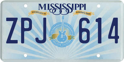MS license plate ZPJ614