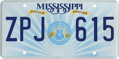 MS license plate ZPJ615