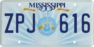 MS license plate ZPJ616