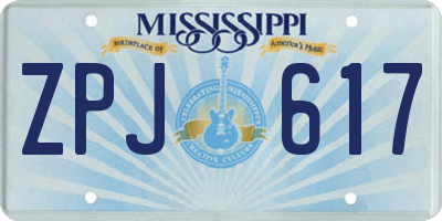 MS license plate ZPJ617