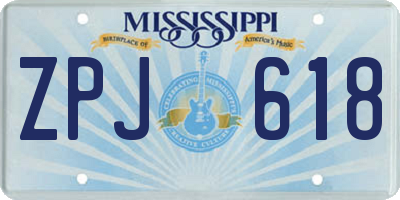 MS license plate ZPJ618