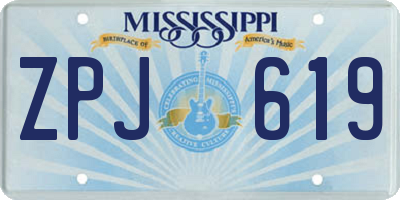 MS license plate ZPJ619
