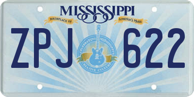 MS license plate ZPJ622