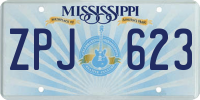 MS license plate ZPJ623