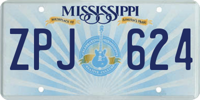 MS license plate ZPJ624