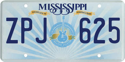 MS license plate ZPJ625