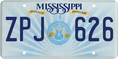 MS license plate ZPJ626