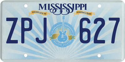 MS license plate ZPJ627