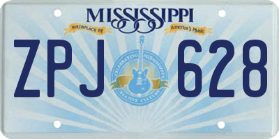 MS license plate ZPJ628