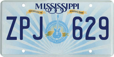 MS license plate ZPJ629