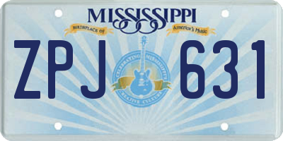 MS license plate ZPJ631