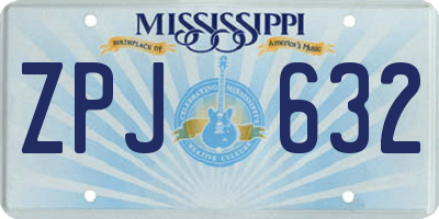 MS license plate ZPJ632