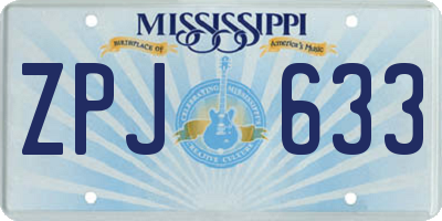 MS license plate ZPJ633