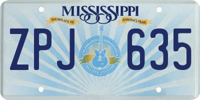 MS license plate ZPJ635