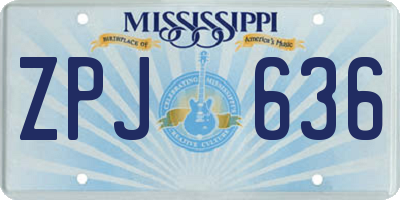 MS license plate ZPJ636