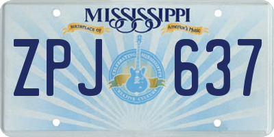 MS license plate ZPJ637