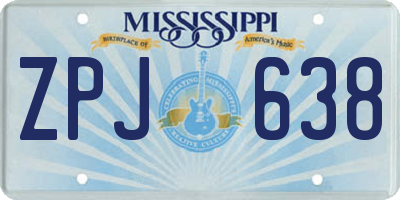 MS license plate ZPJ638