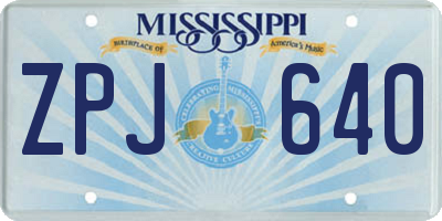 MS license plate ZPJ640