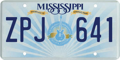 MS license plate ZPJ641