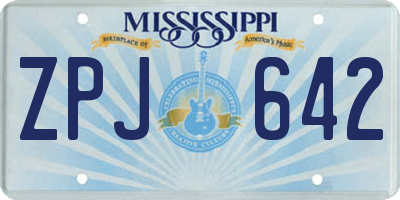 MS license plate ZPJ642