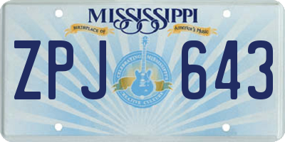 MS license plate ZPJ643