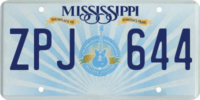 MS license plate ZPJ644