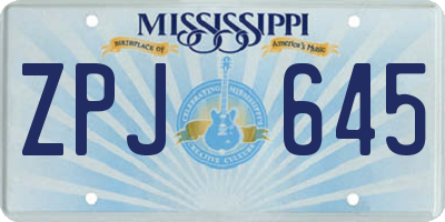 MS license plate ZPJ645