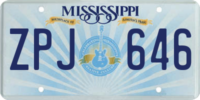 MS license plate ZPJ646
