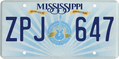 MS license plate ZPJ647