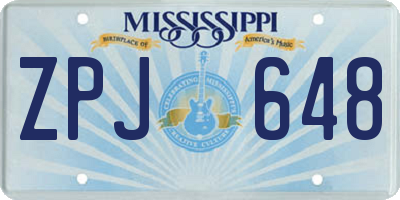MS license plate ZPJ648