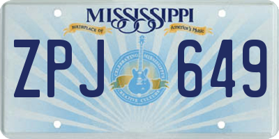 MS license plate ZPJ649