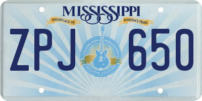 MS license plate ZPJ650