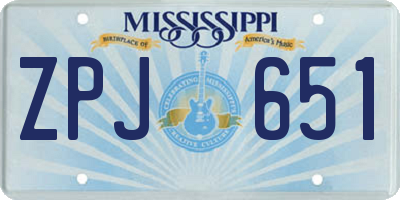 MS license plate ZPJ651
