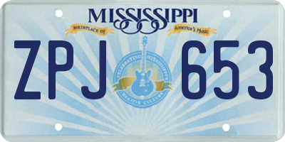 MS license plate ZPJ653