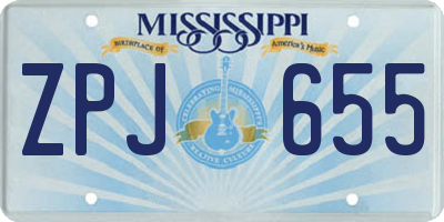 MS license plate ZPJ655