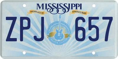 MS license plate ZPJ657