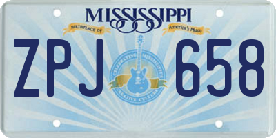 MS license plate ZPJ658