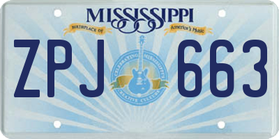 MS license plate ZPJ663