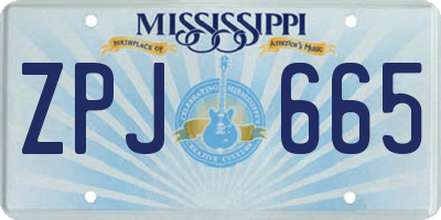 MS license plate ZPJ665