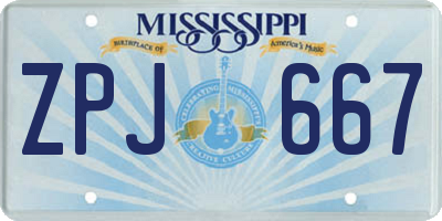 MS license plate ZPJ667