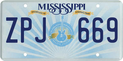 MS license plate ZPJ669