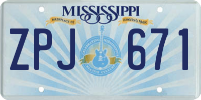 MS license plate ZPJ671