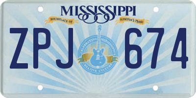 MS license plate ZPJ674