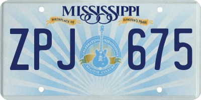 MS license plate ZPJ675