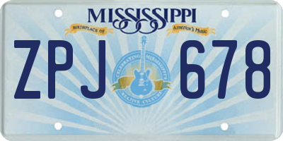 MS license plate ZPJ678
