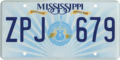 MS license plate ZPJ679