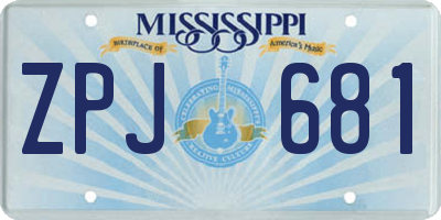 MS license plate ZPJ681