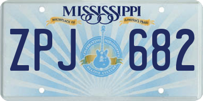 MS license plate ZPJ682